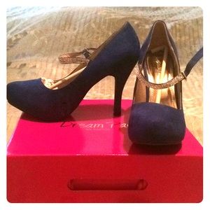 Blue "Suede" Platform Mary Janes